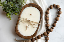 Load image into Gallery viewer, wooden dough bowl candle
